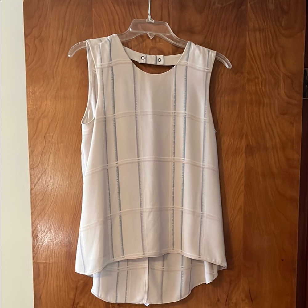 BCBGMaxAzria Cream Asymmetrical Sleeveless Blouse